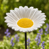 Daisy cast iron bird feeder and bath garden stake view 2
