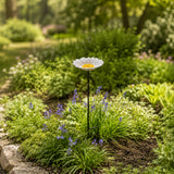 Daisy cast iron bird feeder and bath garden stake view 3