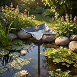 Butterfly Bird Feeder and Bath, Blue Cast Iron, Garden Decor, 30.3" GB78088 shot 1