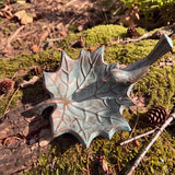 Maple Leaf Bird Feeder, Mint Green Cast Iron, Garden Decor, 8.1" GB78089 shot 2