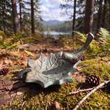 Maple Leaf Bird Feeder, Mint Green Cast Iron, Garden Decor, 8.1" GB78089 shot 5