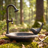 Faucet Bird Feeder, Verdigris Cast Iron, Garden Decor, 7.7" GB78090 shot 2