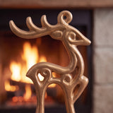 Reindeer Stocking Holder, Champagne Gold Cast Iron, Seasonal Decor, 7.5" GB78092 shot 2