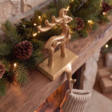 Reindeer Stocking Holder, Champagne Gold Cast Iron, Seasonal Decor, 7.5" GB78092 shot 5
