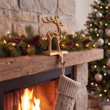 Reindeer Stocking Holder, Champagne Gold Cast Iron, Seasonal Decor, 7.5" GB78092 shot 1