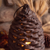 Pinecone Lantern, Antique Gold Cast Iron, Seasonal Decor, 7.5" GB78096 shot 3
