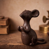 Mouse Figurine, Antique Gold Cast Iron Shelf Decor, 3.9" GB78098 shot 3