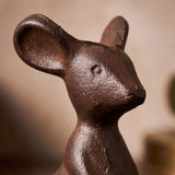 Small Mouse Figurine, Antique Gold Cast Iron Shelf Decor, 3.9" GB78099 shot 3