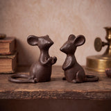 Small Mouse Figurine, Antique Gold Cast Iron Shelf Decor, 3.9" GB78099 shot 7