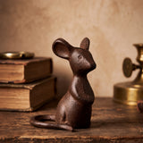 Small Mouse Figurine, Antique Gold Cast Iron Shelf Decor, 3.9" GB78099 shot 1