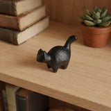 Front angled view of small black cast iron cat shelf decor, SKU GB78102