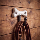 Bone Wall Hook, Antique White Cast Iron for Leashes or Keys, 4.1" GB78110 shot 2