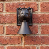 Cat Porch Bell, Black Cast Iron Wall Mount with Pull Cord, 6.5" GB78113 shot 2