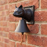 Cat Porch Bell, Black Cast Iron Wall Mount with Pull Cord, 6.5" GB78113 shot 1