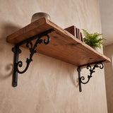 Feather Shelf Bracket, Black Cast Iron, Wall Mount, 10.2" GB78114 shot 4