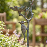 Woodpecker Garden Stake Bird Feeder, Cast Iron Green Patina, 28" GB78122 shot 2