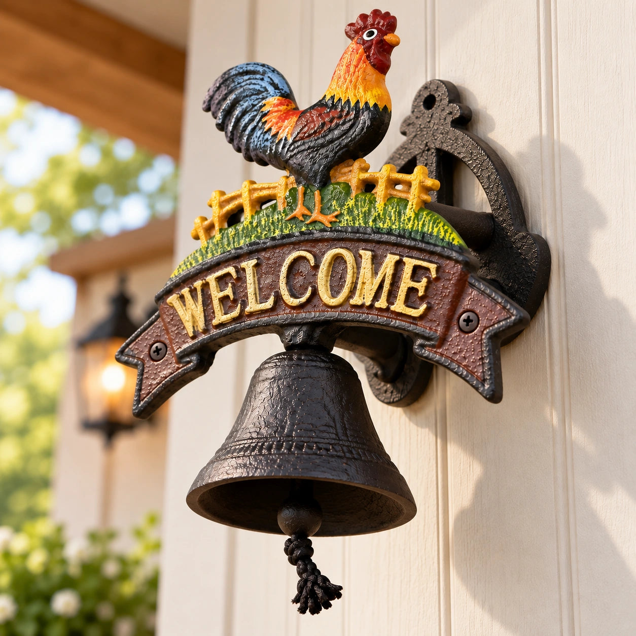 Rooster Welcome Doorbell, Cast Iron Farmhouse Porch Bell, 7.5" 56388 shot 4