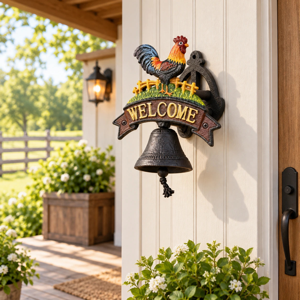Rooster Welcome Doorbell, Cast Iron Farmhouse Porch Bell, 7.5" 56388 shot 5