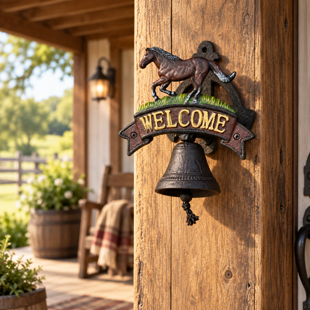 Horse Welcome Doorbell, Cast Iron Western Porch Bell, 7" 56419 shot 4