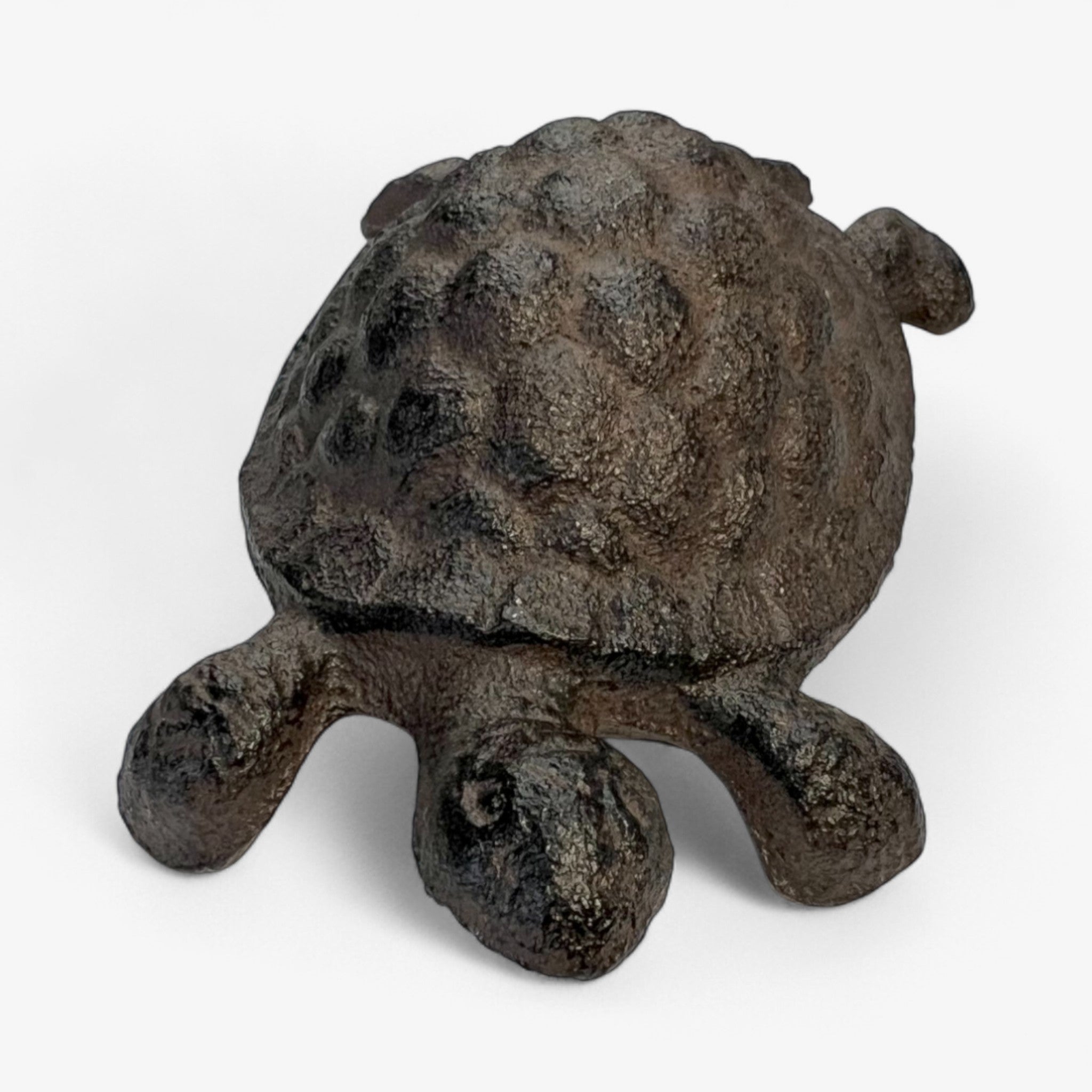 Rustic Cast Iron Turtle Garden Statue, Whimsical Outdoor Decor