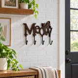 Meow Cat Hook Rack, Cast Iron 4-Hook Wall Mount for Coats and Keys, 8" 56563 shot 5