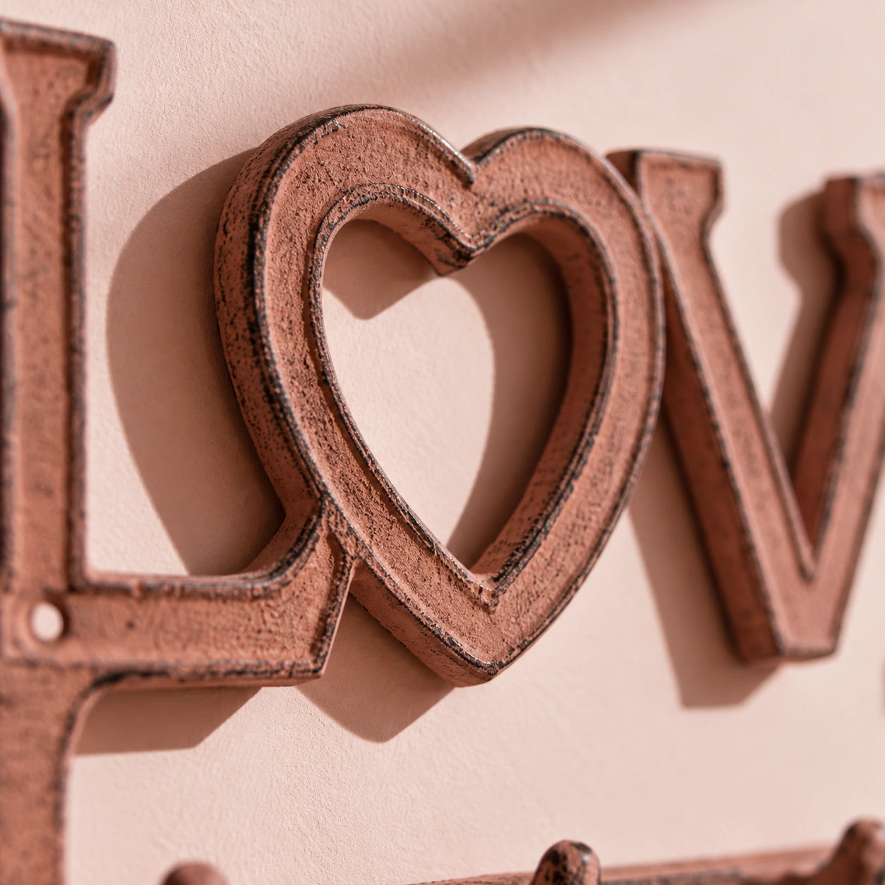 Love Wall Hook Rack with Heart, Cast Iron for Keys, Scarves or Jewelry, 9.8" 56578 shot 2
