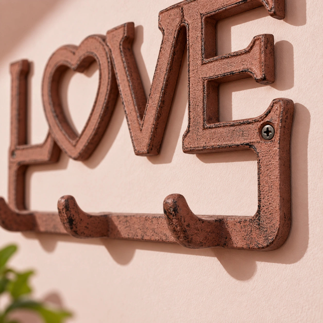 Love Wall Hook Rack with Heart, Cast Iron for Keys, Scarves or Jewelry, 9.8" 56578 shot 3