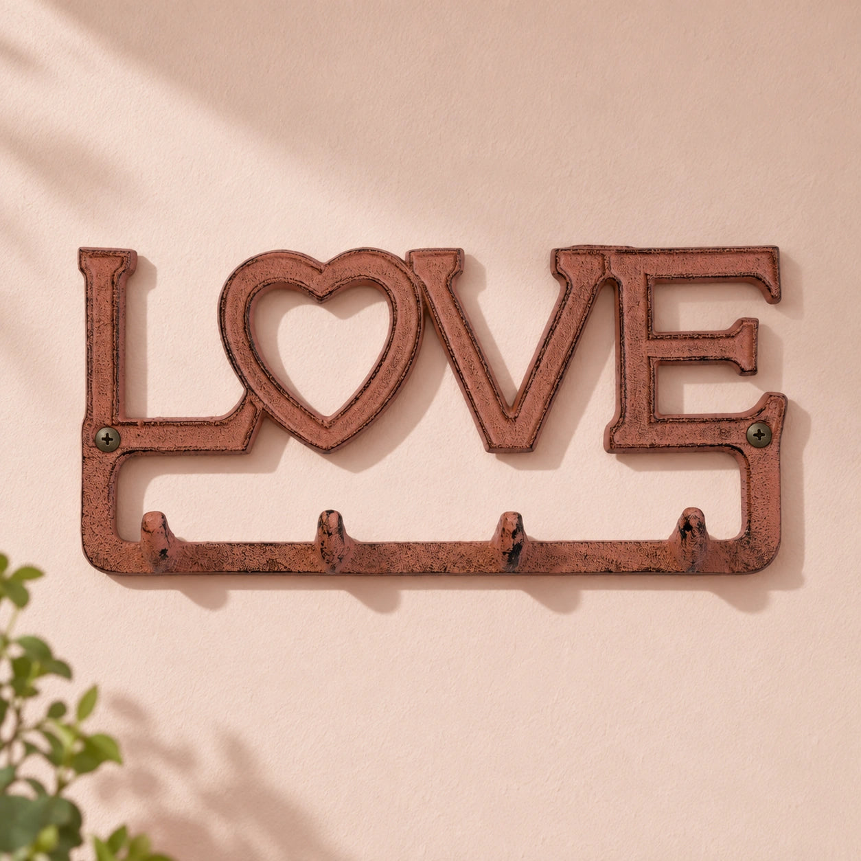 Love Wall Hook Rack with Heart, Cast Iron for Keys, Scarves or Jewelry, 9.8" 56578 shot 1