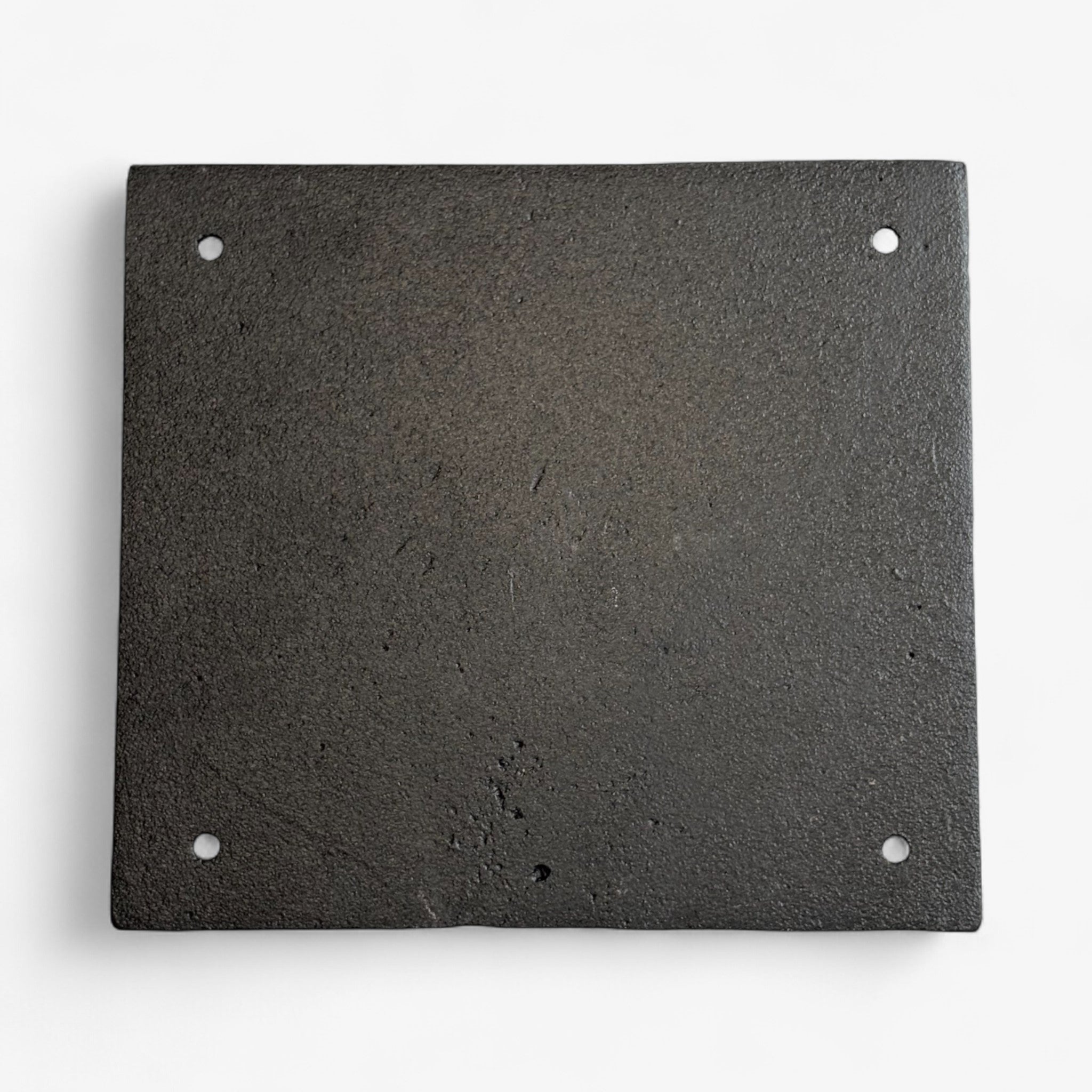 Cast iron Redneck Pride plaque reverse side, blank back with mounting holes, gray finish