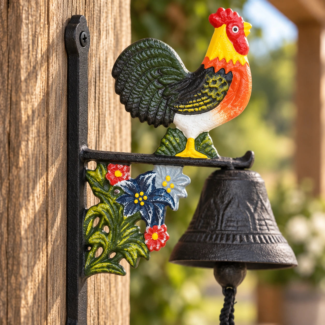 Rooster Doorbell, Cast Iron Farmhouse Porch Bell, 7.5" 56681 shot 3