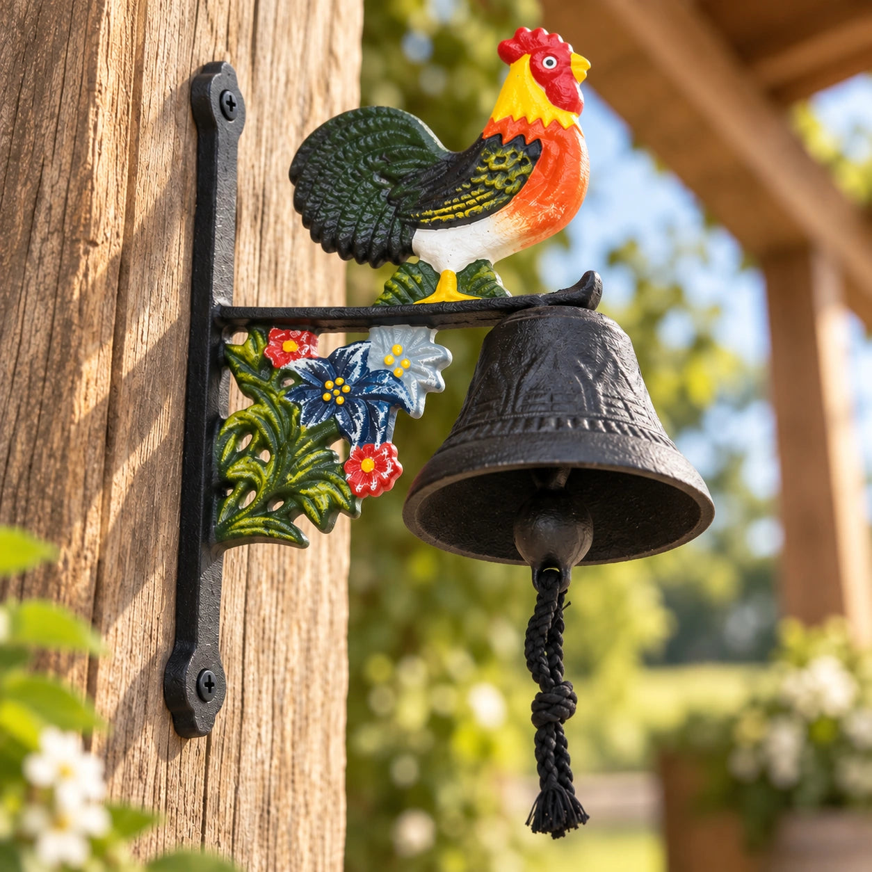 Rooster Doorbell, Cast Iron Farmhouse Porch Bell, 7.5" 56681 shot 5