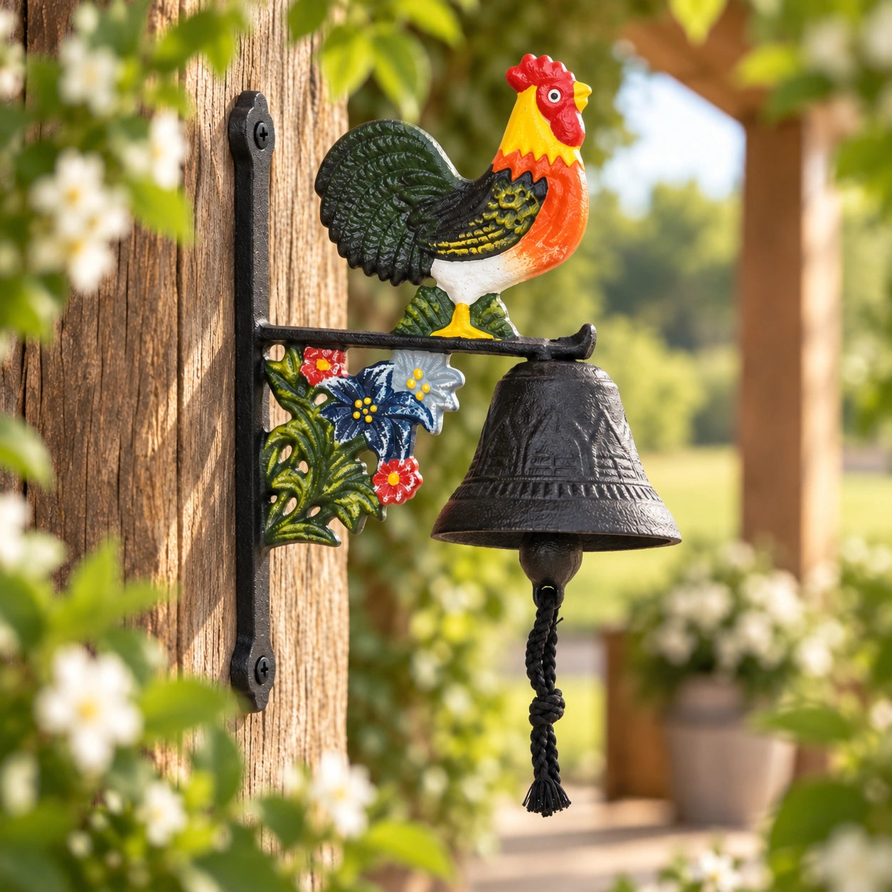 Rooster Doorbell, Cast Iron Farmhouse Porch Bell, 7.5" 56681 shot 6