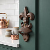 Fleur-de-Lis Bottle Opener, Wall Mounted Cast Iron Bar Tool, 5.5" 58003 shot 2