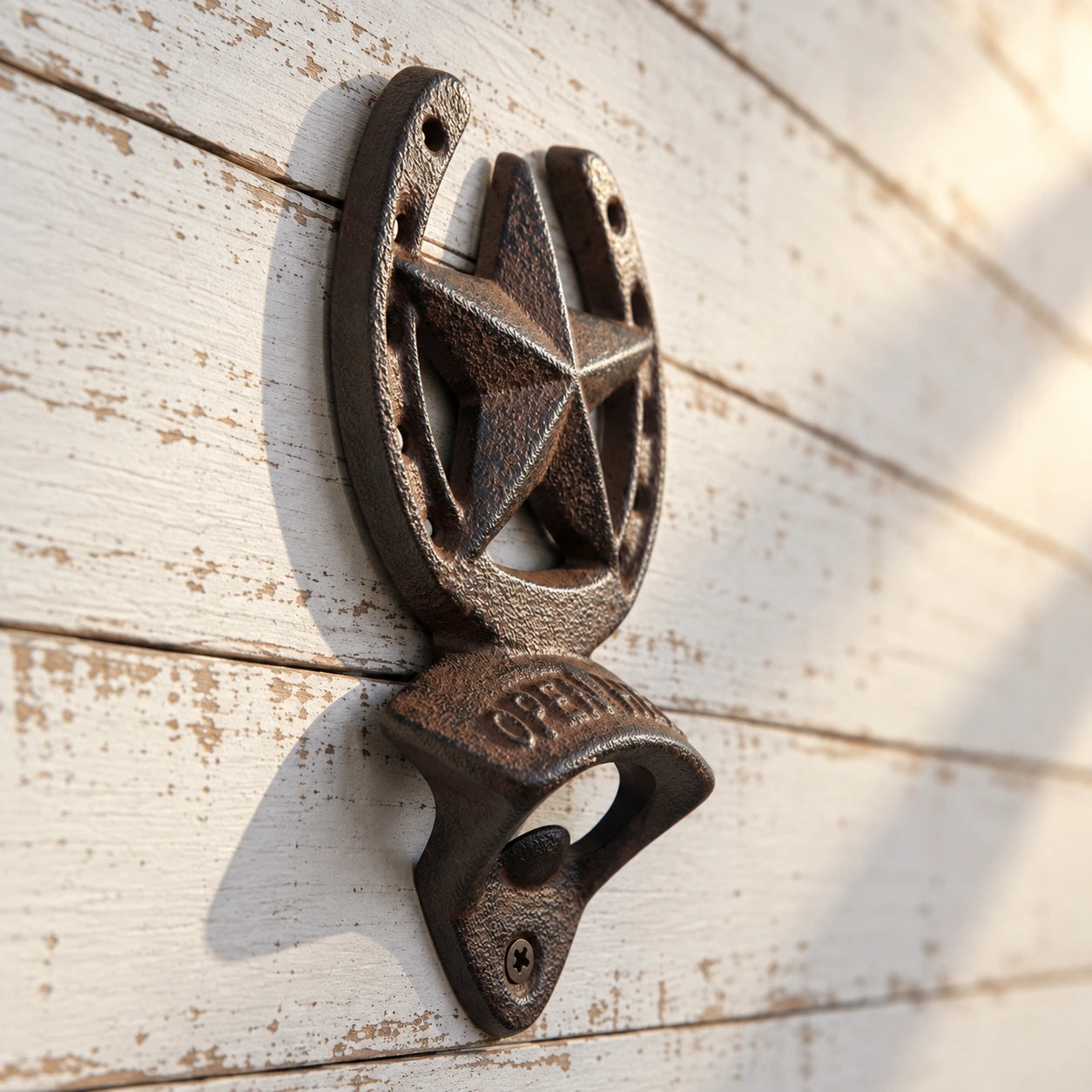 Star Horseshoe Wall Mount Bottle Opener, Cast Iron Bar Tool, 5.9" 58004 shot 4