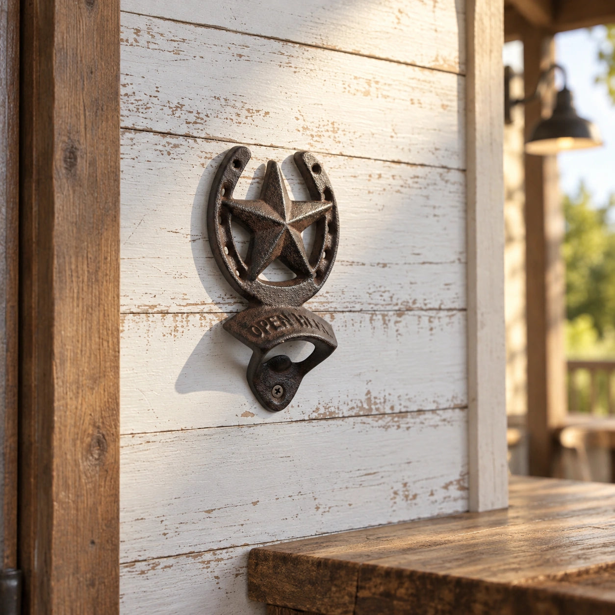 Star Horseshoe Wall Mount Bottle Opener, Cast Iron Bar Tool, 5.9" 58004 shot 5