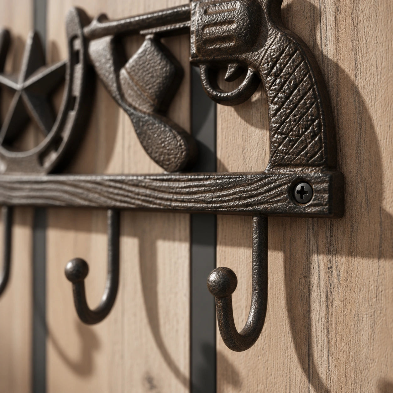 Cowboy 3-Hook Wall Rack, Cast Iron for Coats, Hats or Bags, 8.3" 58007 shot 3