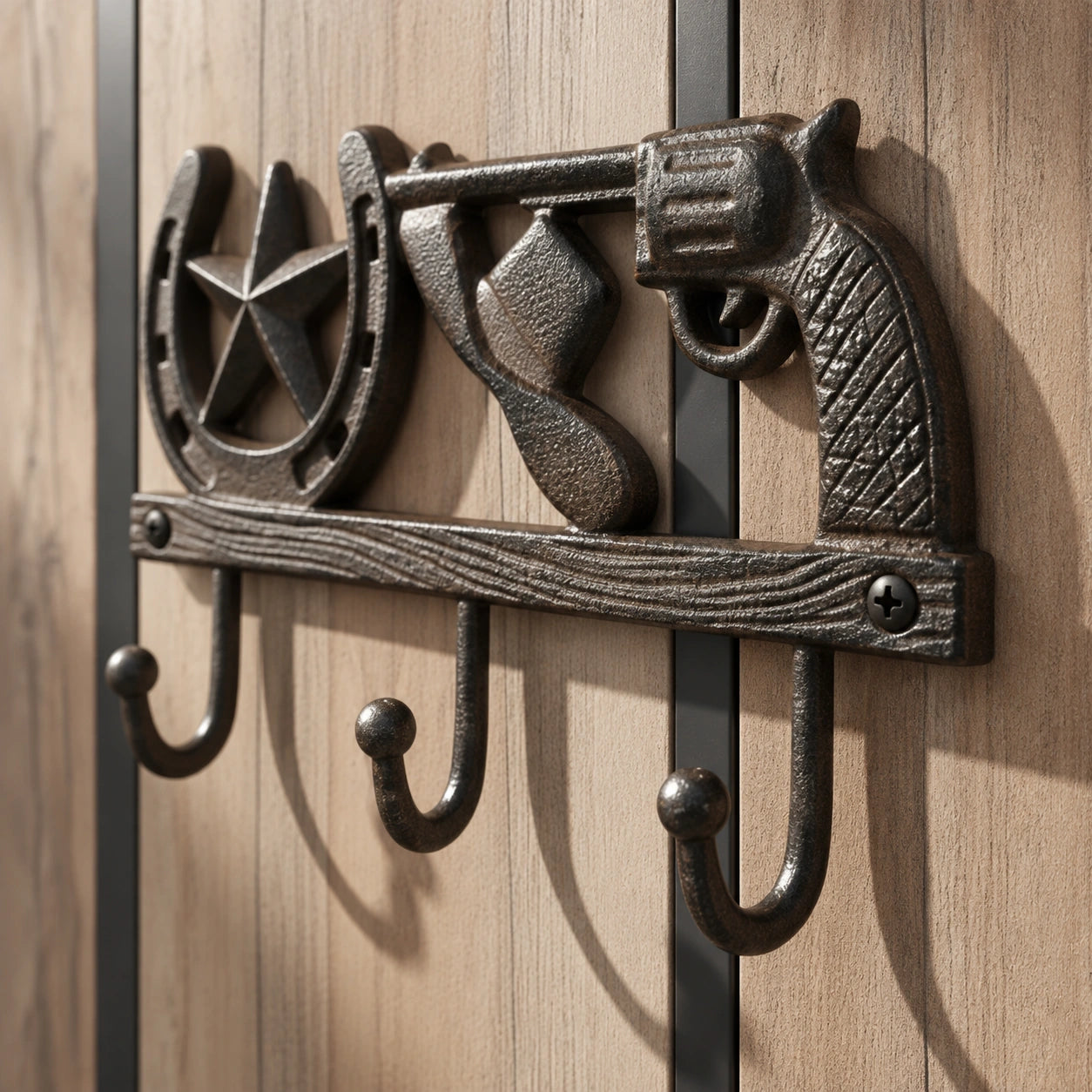Cowboy 3-Hook Wall Rack, Cast Iron for Coats, Hats or Bags, 8.3" 58007 shot 4