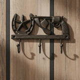 Cowboy 3-Hook Wall Rack, Cast Iron for Coats, Hats or Bags, 8.3" 58007 shot 1