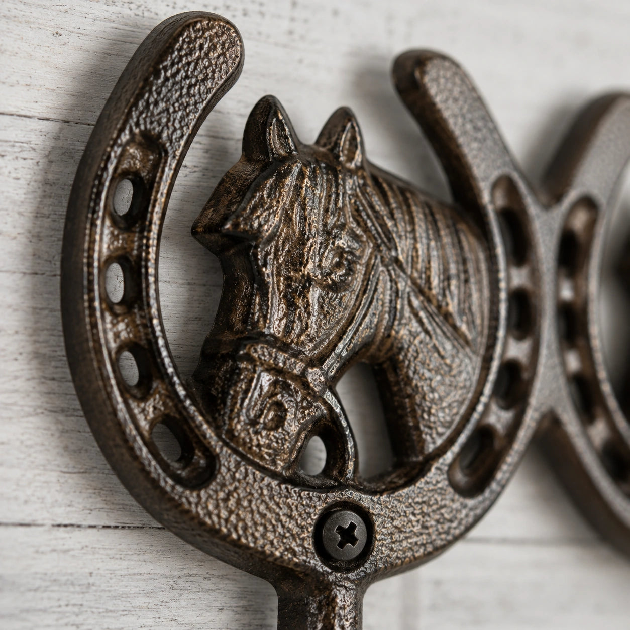 Horse Head 3-Hook Wall Rack, Cast Iron for Coats, Keys or Leashes, 9.6" 58009 shot 2