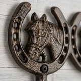 Horse Head 3-Hook Wall Rack, Cast Iron for Coats, Keys or Leashes, 9.6" 58009 shot 2