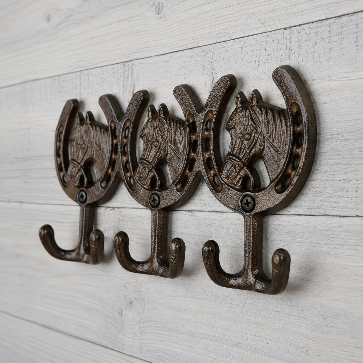 Horse Head 3-Hook Wall Rack, Cast Iron for Coats, Keys or Leashes, 9.6" 58009 shot 4