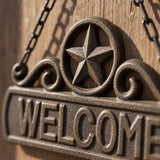 Welcome Hanging Plaque, Cast Iron Rustic Front Door Decor, 8.5" 58012 shot 2