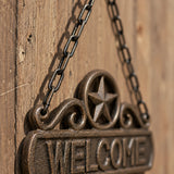 Welcome Hanging Plaque, Cast Iron Rustic Front Door Decor, 8.5" 58012 shot 3