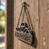 Welcome Hanging Plaque, Cast Iron Rustic Front Door Decor, 8.5" 58012 shot 4