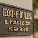 "House Rules" Cast Iron Wall Plaque for Kitchen or Hall, 8.7" 58013 shot 2