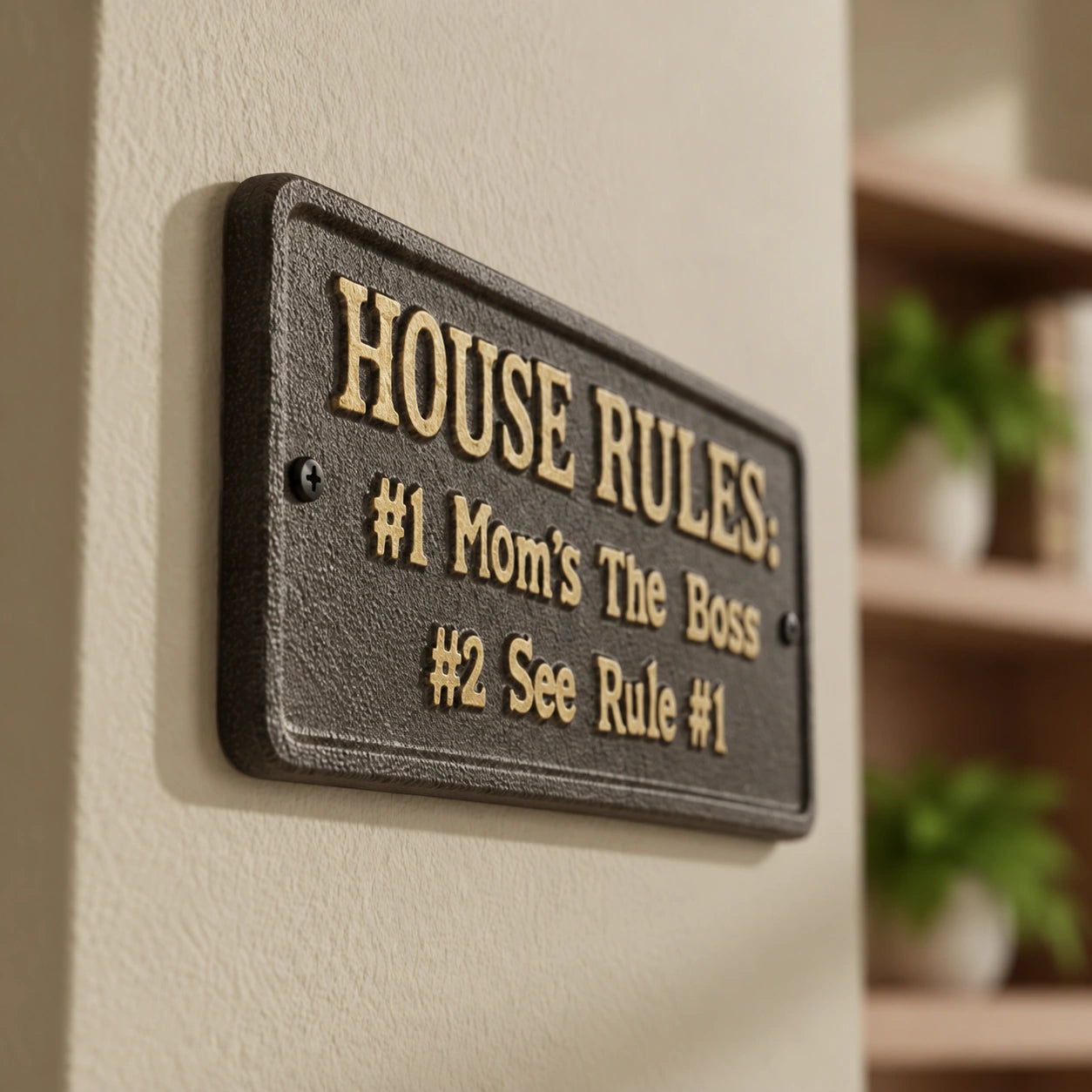 "House Rules" Cast Iron Wall Plaque for Kitchen or Hall, 8.7" 58013 shot 3