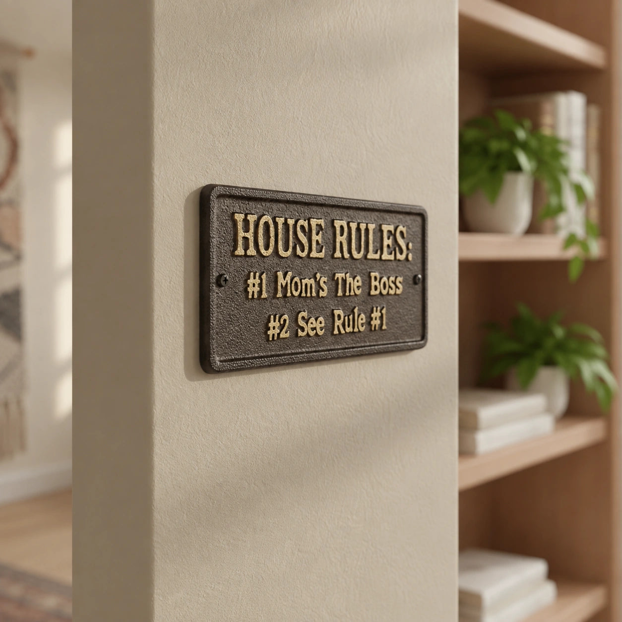 "House Rules" Cast Iron Wall Plaque for Kitchen or Hall, 8.7" 58013 shot 4