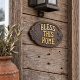 Bless This Home Wall Plaque, Cast Iron Entryway Sign, 7.8" 58014 shot 2
