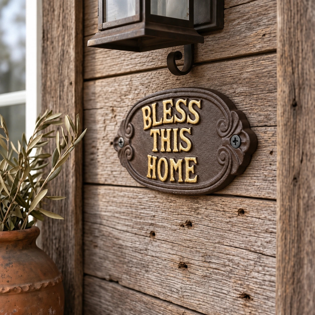 Bless This Home Wall Plaque, Cast Iron Entryway Sign, 7.8" 58014 shot 3