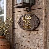 Bless This Home Wall Plaque, Cast Iron Entryway Sign, 7.8" 58014 shot 3